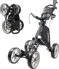 Caddytek 4 Wheel Golf Push Cart - Caddycruiser One Version 8 1-Click Folding Tro