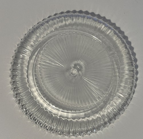Vintage Pressed Glass Round Plate W/ Lip Pattern Textured Back Ridged Design 6” - Picture 8 of 8