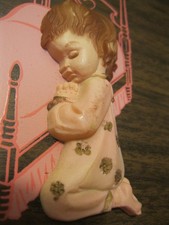 vintage RAISED-RELIEF praying YOUR BABY GIRL utterly stunning WALL ART