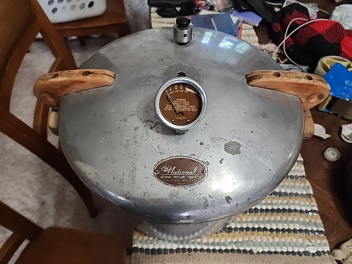 Vintage National No 7 Pressure Cooker Canner Metal With Insert. Needs New Seal