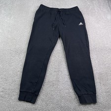 Adidas Pants Womens XL Black Fleece Joggers Logo Spellout Drawstring Running