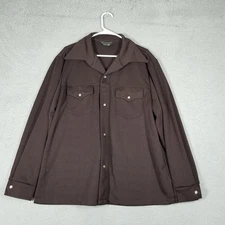 Vintage JCPenney Shirt Mens XL Brown Western Pearl Snap Long Sleeve 70s Retro