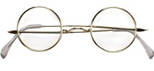 Round Santa Eyeglasses Costume Accessory For Adults Teens Gold Frame