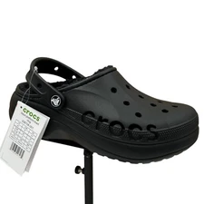 Crocs Baya Women's Platform Lined Faux Fur Clog Size 7 Black Slip-on Comfortable