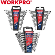 WORKPRO Combination Wrench Set Standard Wrenches SAE/METRIC W/Rack Organizer NEW