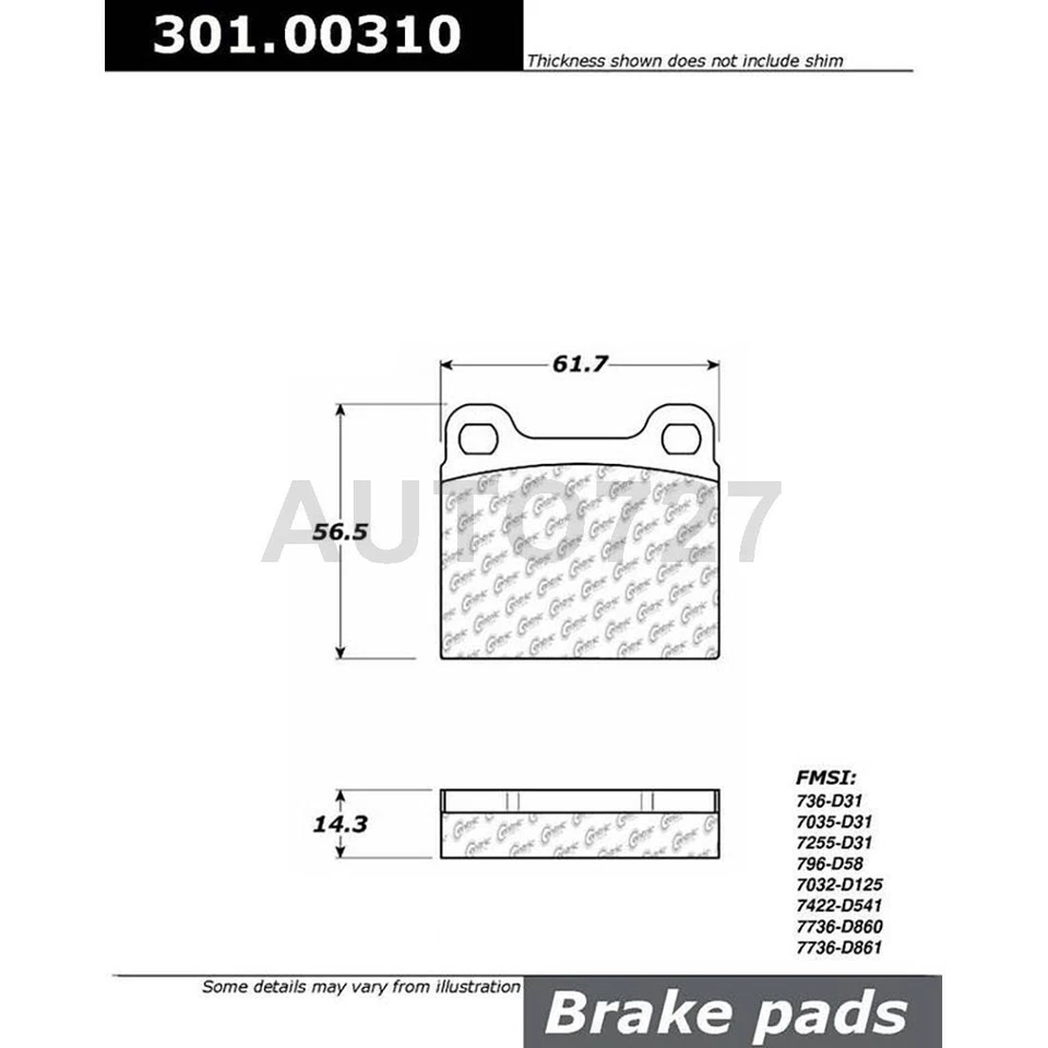 Juego de pastillas de freno de disco delanteras traseras Centric para Mercedes-Benz 240D 1980 1981 1982 1983 Foto 3 de 4
