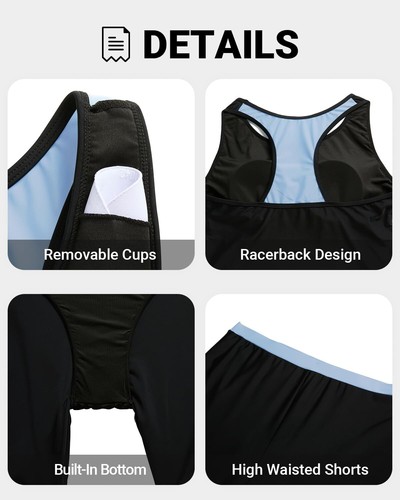Women's Plus Size Tankini Swimsuit - Two Piece Rash Guard with Capris Shorts ... - Picture 3 of 6
