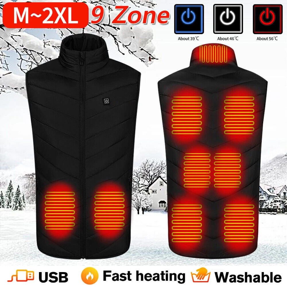 9-areas Electric Vest Heated Jacket USB Thermal Warm Heat Pad Winter Body Warmer
Opens in a new wind