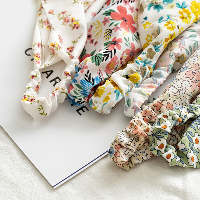 Sciarpa Elastica Coda Cavallo Satin Sciarpa-scrunchie Floreale Per Capelli - Accessorio Boho Con Fiocco, Elastico Per Coda E Stile Boh&eacute;mien Fascia Per Capelli Boho