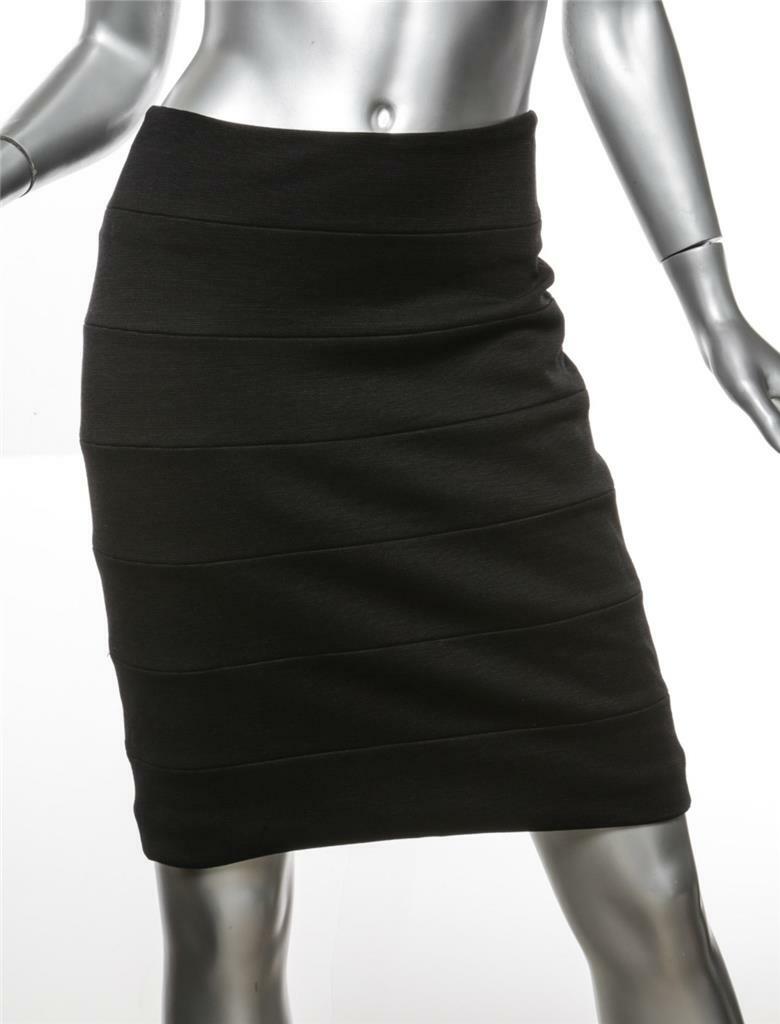 FILA Gonna a matita corta THE ROW da donna in misto lana nera elastica a costine cerniera posteriore 10 44