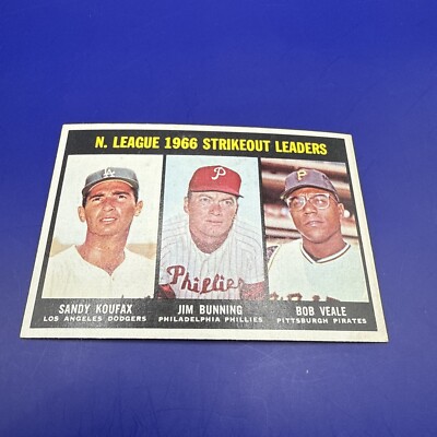 1967 Topps STRIKEOUT Leaders SANDY Koufax JIM Bunning, #238 Well Centered Sharp