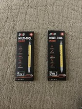 2 UNITS NEW BIIB Multi Tool 9 In 1 W/Batteries Pen Screwdriver Light Level Ruler