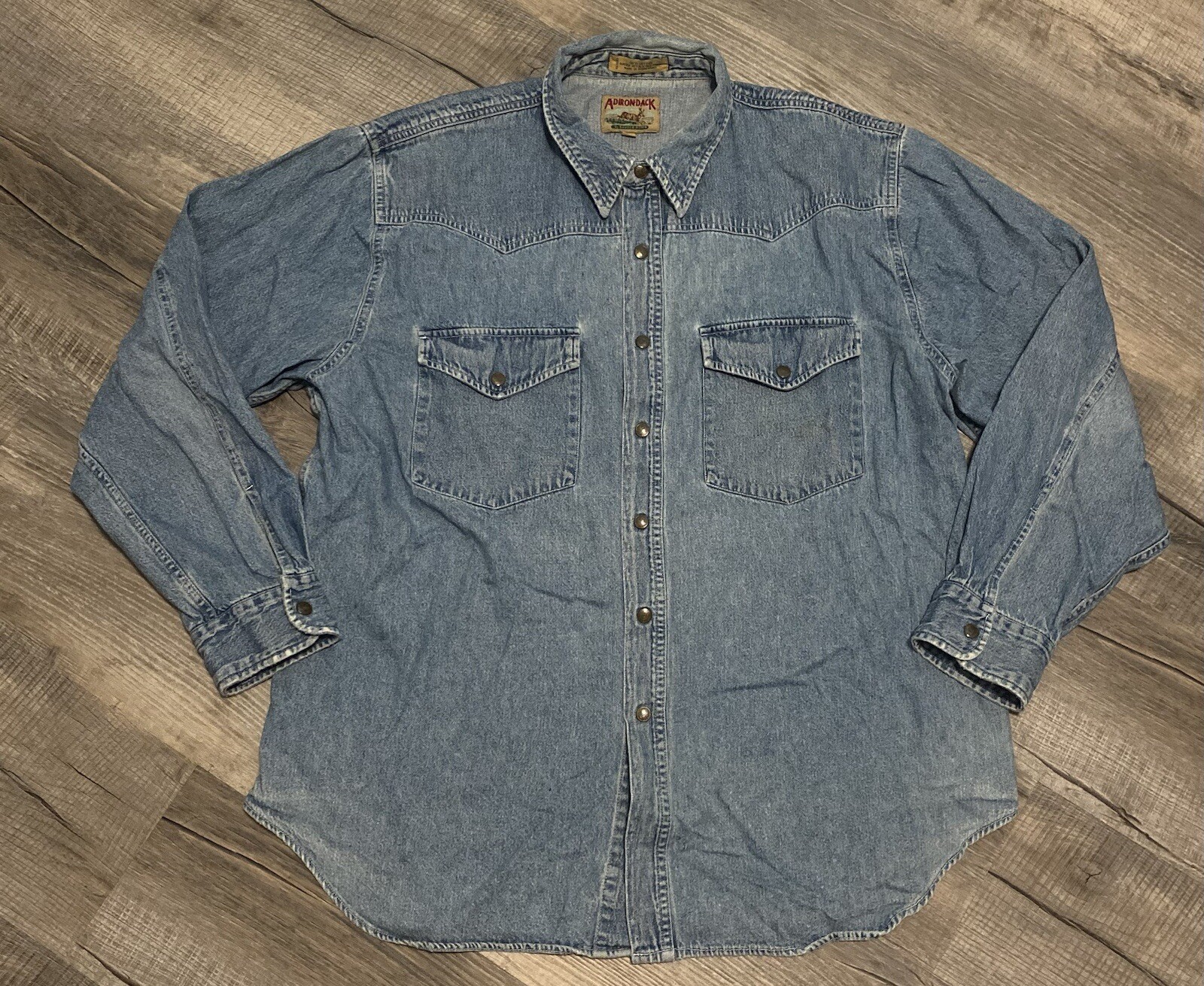 Adirondack Savile Fila Camicia Giacca Uomo Grande Denim Bottone Snap On Vintage Y2K