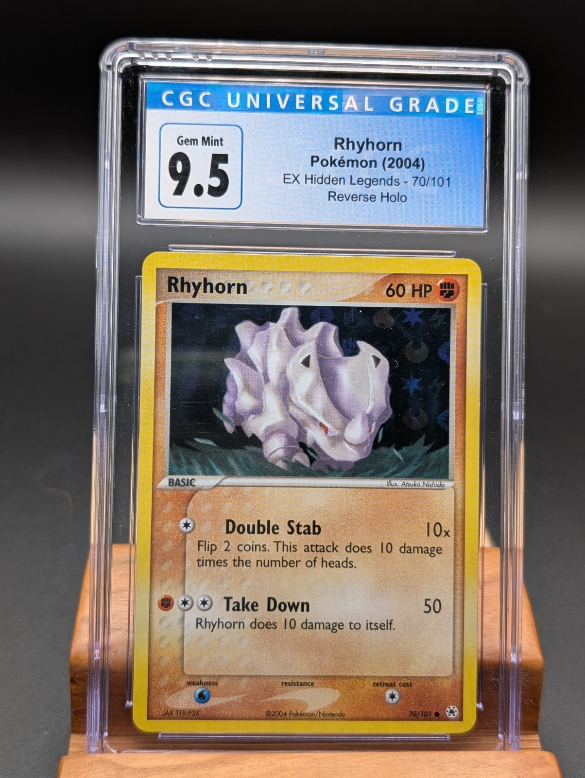 2004 Pokemon EX Hidden Legends Rhyhorn Reverse Holo #70 CGC Gem Mint 9.5/10