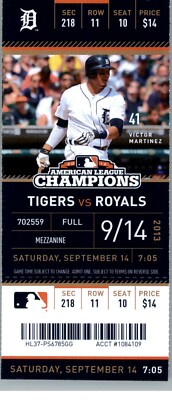 Kansas City Royals vs Detroit Tigers 9/14/2013 Full Ticket -  Victor Martinez