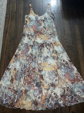 Nine West  Y2K Bias Tiered Maxi Dress Scoop Neck Sleeveless Tiered Size 14 XL