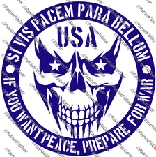 Si Vis Pacem Para Bellum,If You Want Peace,Molon Labe,Skull,2A,Cutom Vinyl Decal