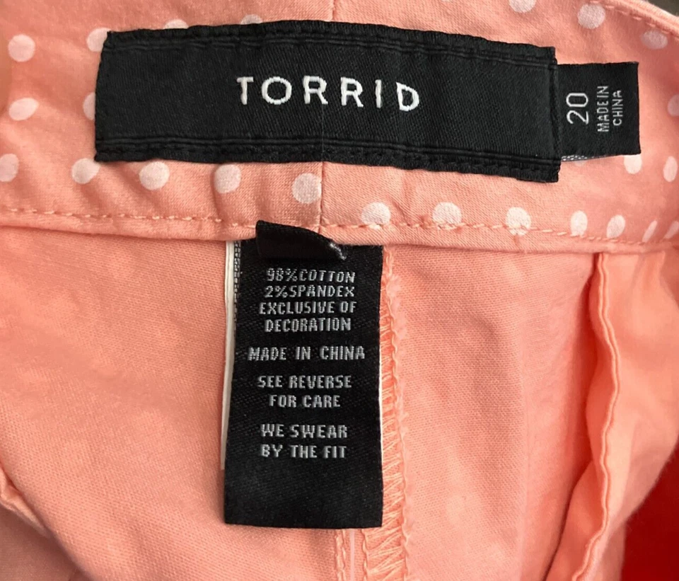 Pantalones Cortos Torrid 20 Coral Blanco Lunares Puño Dobladillo Elástico Algodón Spandex Plus Foto 3 de 3
