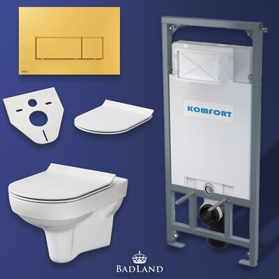 BADLAND WC SET: Vorwandelement + Toilette SLIM Soft-Close + Betätigungsplatte G