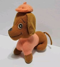 R. Dakin Fun Farm Dachshund Dog Orange Beret 6" Plush 1975 Vintage
