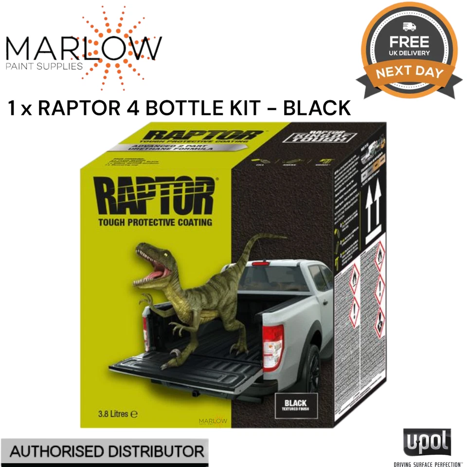 UPOL RAPTOR BED LINER TOUGH COATING U-POL 3.8L KIT * BLACK INCLUDES HARDENER