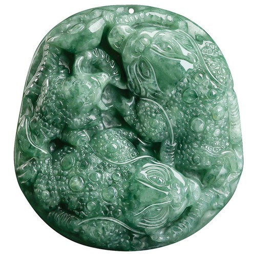 Real Grade A Jade Jadeite Men Women Lucky Double Wealth Coad Pendant - Bild 4 von 15