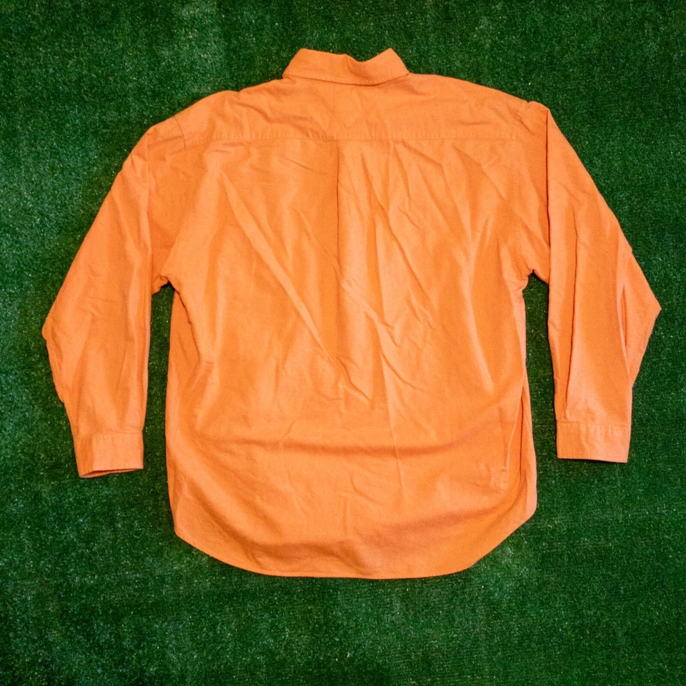 Camisa casual masculina Tommy Hilfiger vintage anos 90 manga longa laranja bolso no peito GG - Imagem 4 de 4