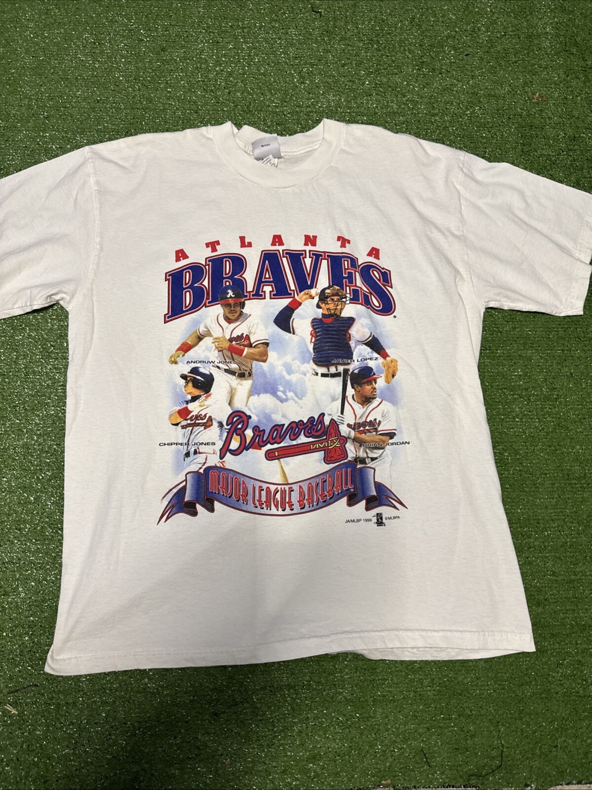 Vintage 1998 Atlanta Braves MLB Chipper Jones Andruw Jones T-Shirt Size XL