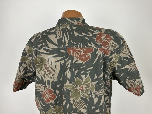 90s Y2K No Boundaries Hawaiihemd Herren M Floral Leaf Aloha Robust Cotton Vintage - Bild 8 von 16