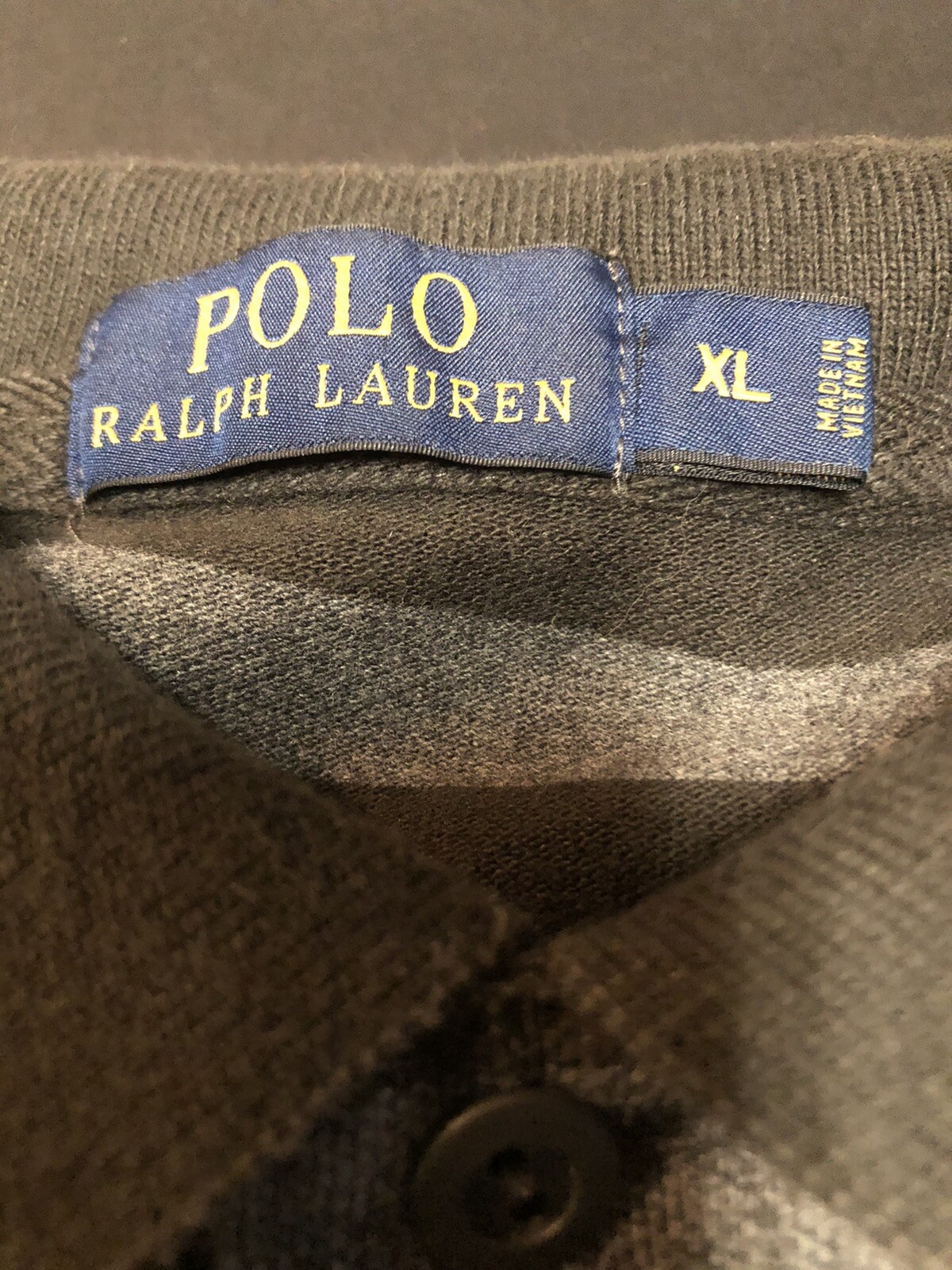 PONY Polo Ralph Lauren vintage camicia a righe taglia XL nero grigio scuro colletto a cavallo G14