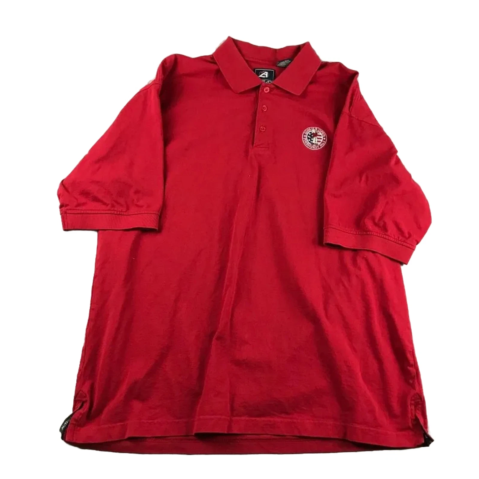 US Open Pinehurst 2005 Shirt Men Large Red Cotton Polo Short Sleeves Lightweight