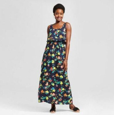 NWOT Merona Floral Popover Maxi Dress - Small - | eBay