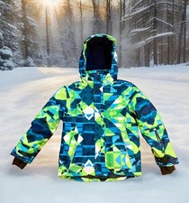 Phibee Kids Outdoor Blue/Green/White Ski Snowboard Jacket Sz 146/152 US 12-14 