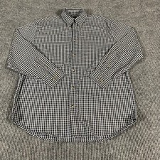 VTG Saddlebred Shirt Mens Medium Blue Plaid Button Up Cotton Blend Lightweight