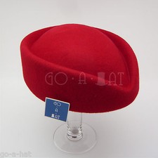 CLASSIC Wool Felt Women Fascinator Air Hostesses Pillbox Ladies Hat  56cm  Red