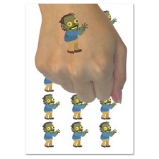 Happy Zombie Shambling Undead Monster Temporary Tattoo Water Resistant Set