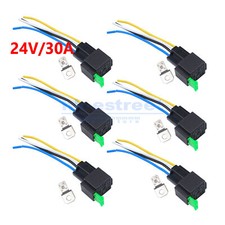 6 Pcs 4 Pin DC24V 30A Motor Fuse Relay Switch Power with Harness Universal