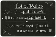 Toilet Rules, if you lift it  Funny Bathroom Metal Sign 108120061031