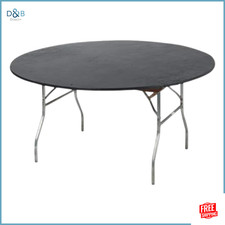 Kwik-Covers 72" Round Fitted Plastic Table Cover Set 5 Black