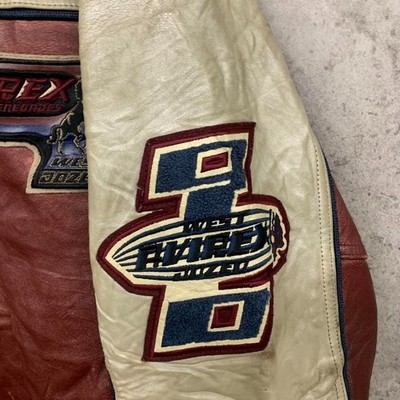 AVIREX 1990's Vintage Double sided Embroidery Leather Jacket XXL