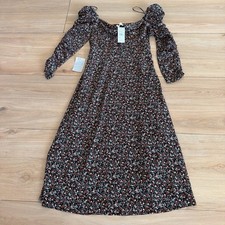 ASTR The Label Floral Ruched Smocked Fit & Flare Midi Dress Size S