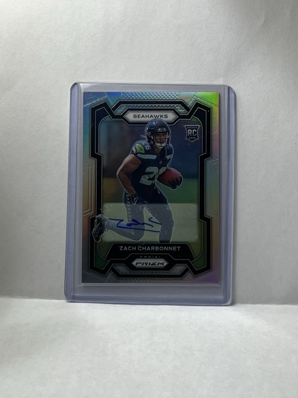 2023 Panini Prizm Rookies Zach Charbonnet #392 Silver Prizm Autographs (AU, RC)