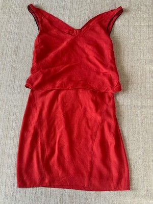 Sandro Mini Dress Red Silk Size 1