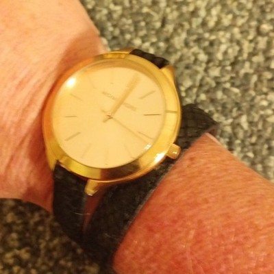 Michael kors women's watch MK 2322 rose gold wrap around black leather