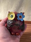 Whimsical Resin Owl Figurine, “HOPE” Inspirational Floral Boho Garden Decor — photo 7