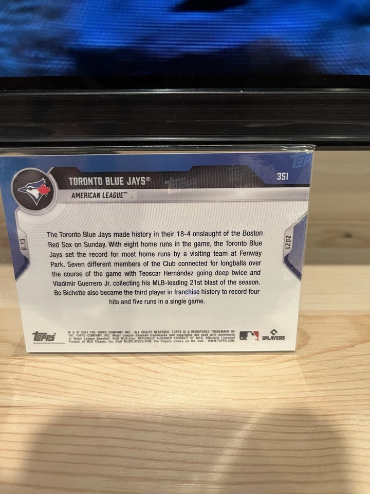 2021 Topps Now Toronto Blue Jays Most Homeruns By Visiting Team @ Fenway - Image 2 of 2