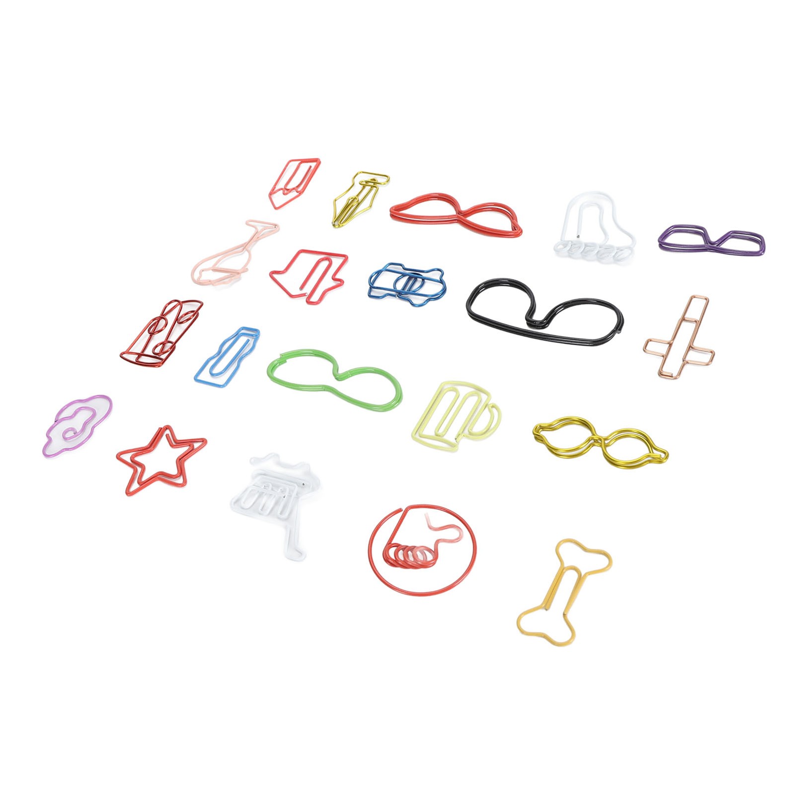 ✿ Assorted Colors & Shapes 100pcs Cute Paper Clips Metal Paperclips Decorative
