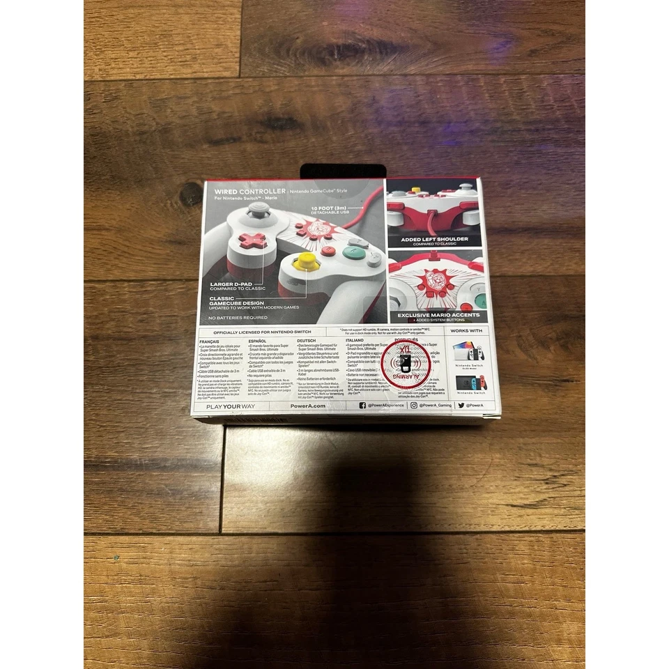 Super Mario Controller Wired Nintendo Switch Gamecube Red Retro Party Smash Bros - Image 2 of 2