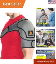 XXL Adjustable Shoulder Brace - Rotator Cuff Support for Pain Relief, Gray/Black