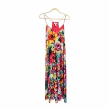 Nicole Miller watercolor floral satin print maxi dress - size M